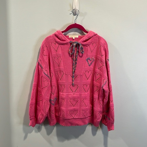 LoveShackFancy “Meara” heart hoodie sweater M - Picture 3 of 6